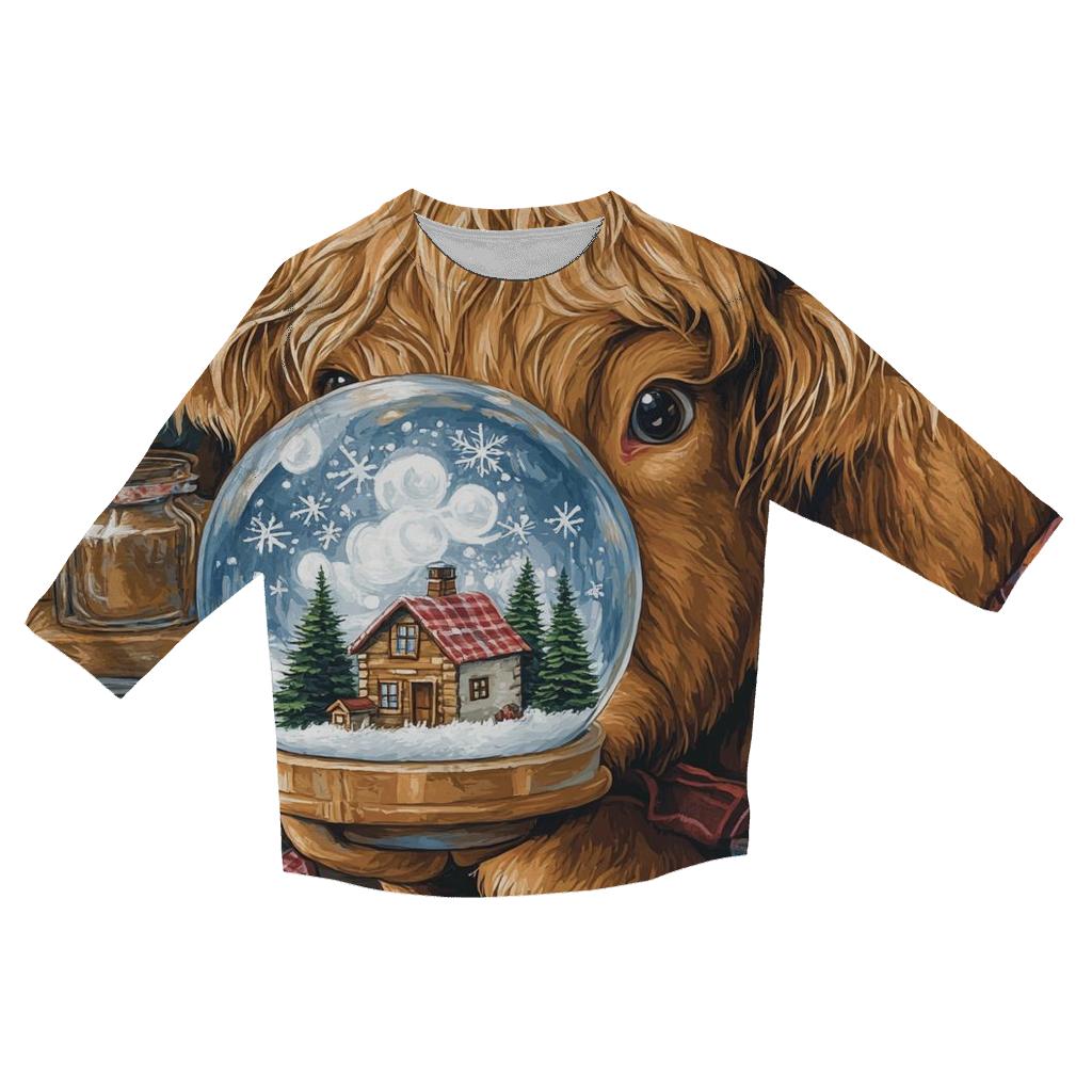 Highland Cow Snowglobe Maker trendy 3/4 sleeve tops