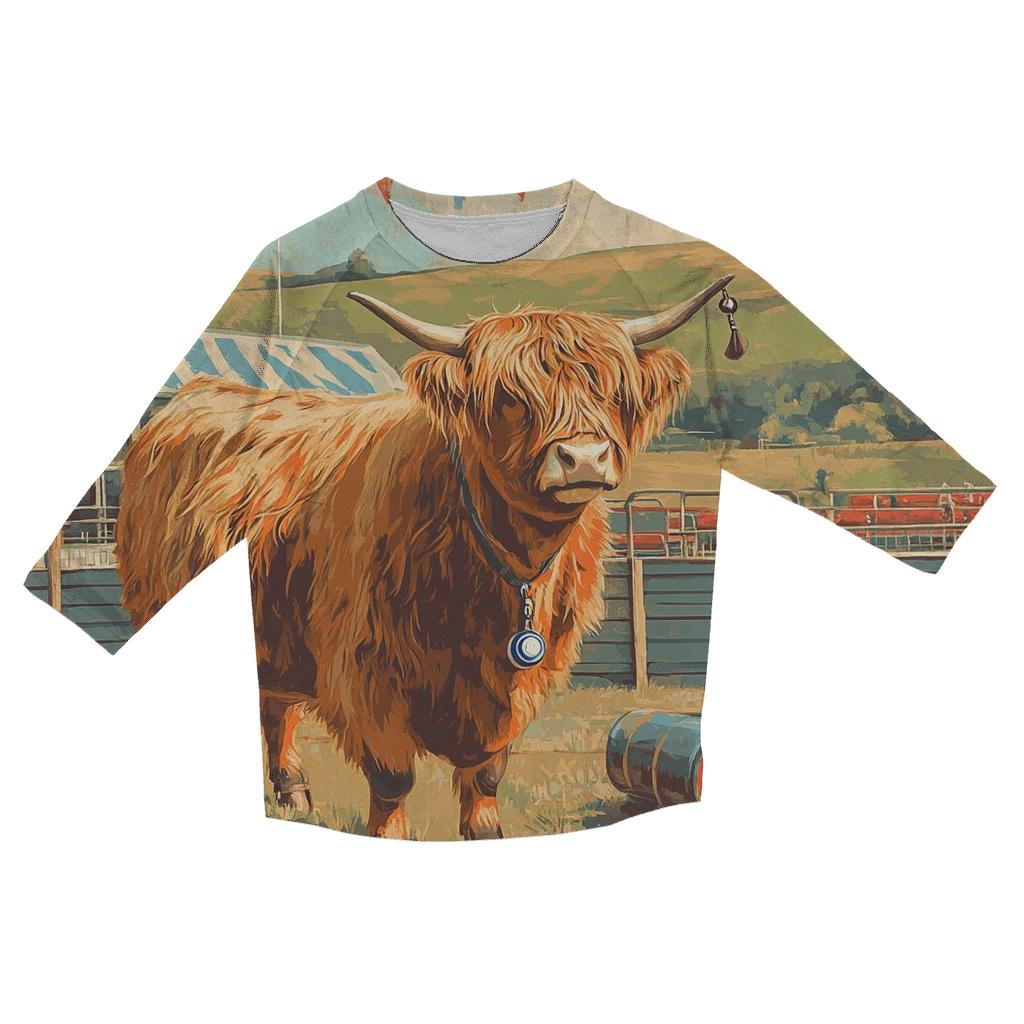 Highland Cow Highland Games Coach casual three quarter sleeve shirts