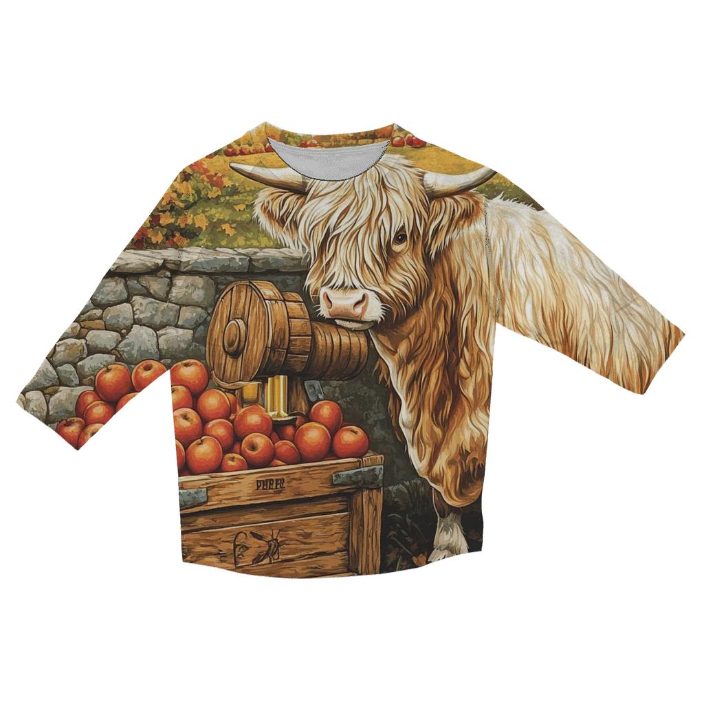 Highland Cow Orchard Cider Press personalized 3/4 sleeve tees