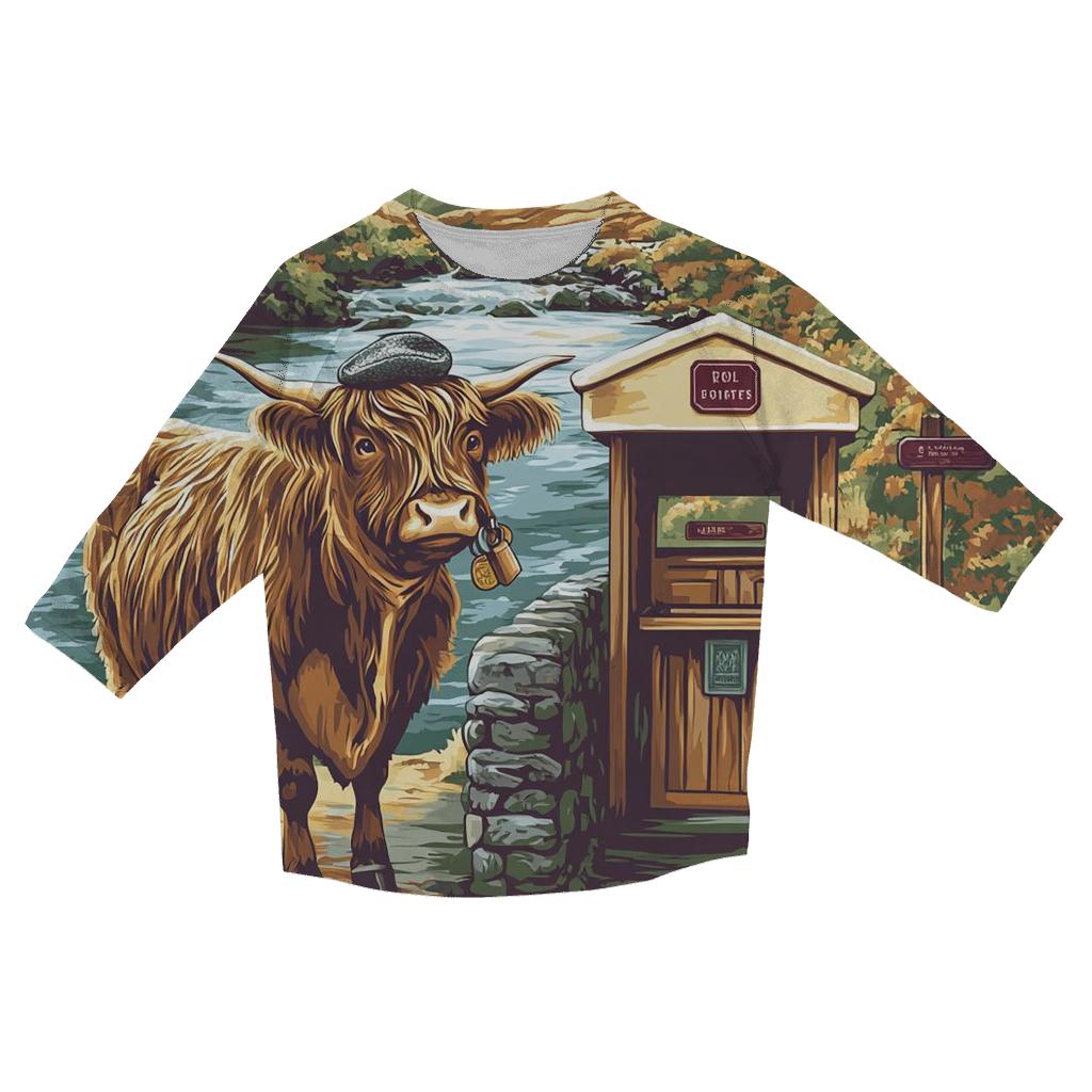 Highland Cow Bridge Tollkeeper custom 3/4 sleeve shirts