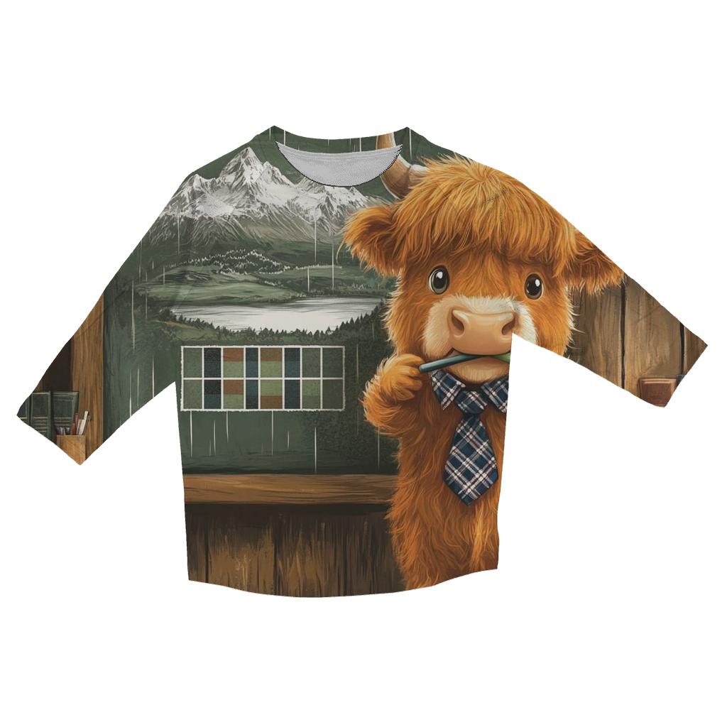 Highland Cow Classroom Chalkboard custom 3/4 sleeve shirts