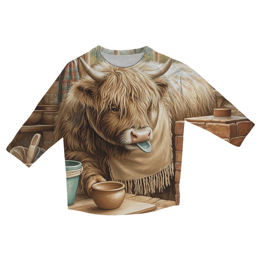 Highland Cow Pottery Kiln Helper trendy 3/4 sleeve tops