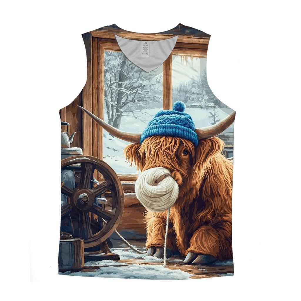 Highland Cow Winter Knit Workshop casual summer tank tops