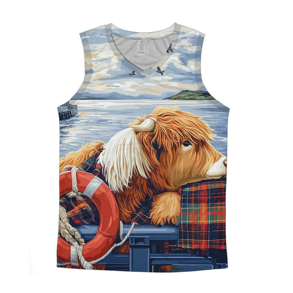 Highland Cow Ferry Crossing cotton sleeveless tops