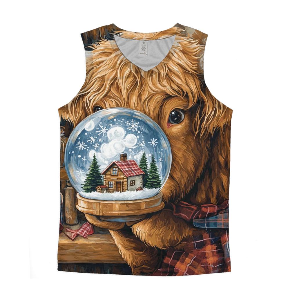 Highland Cow Snowglobe Maker sports performance tank tops