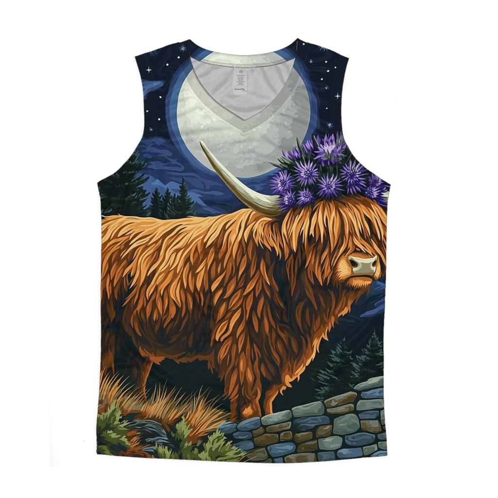 Highland Cow Moonlit Thistle Crown custom tank tops