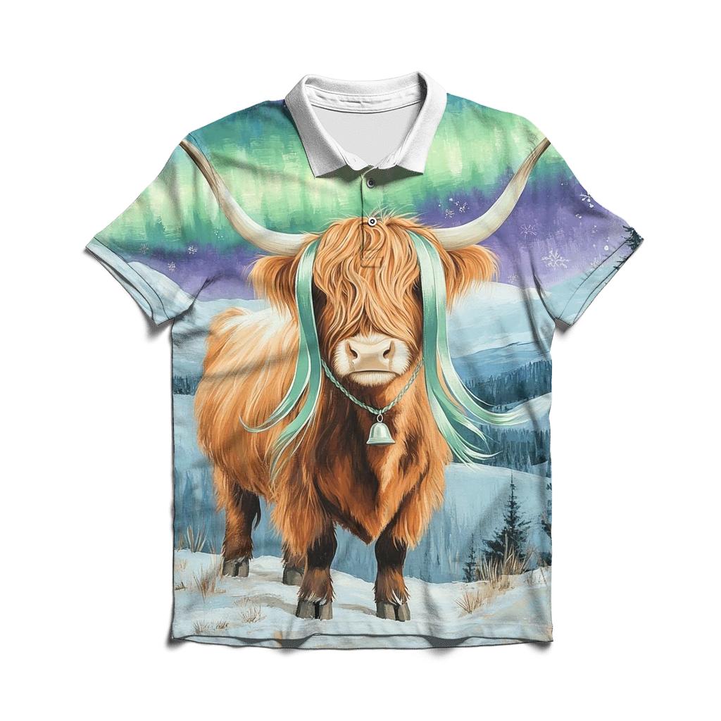 Aurora Braids Highland Cow stylish collar polo tees