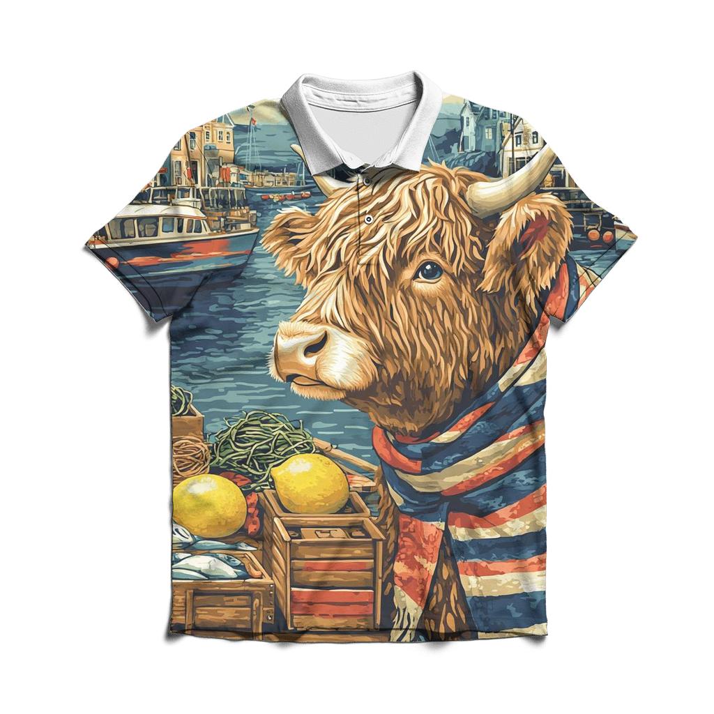 Harbor Market Highland Cow custom polo shirts