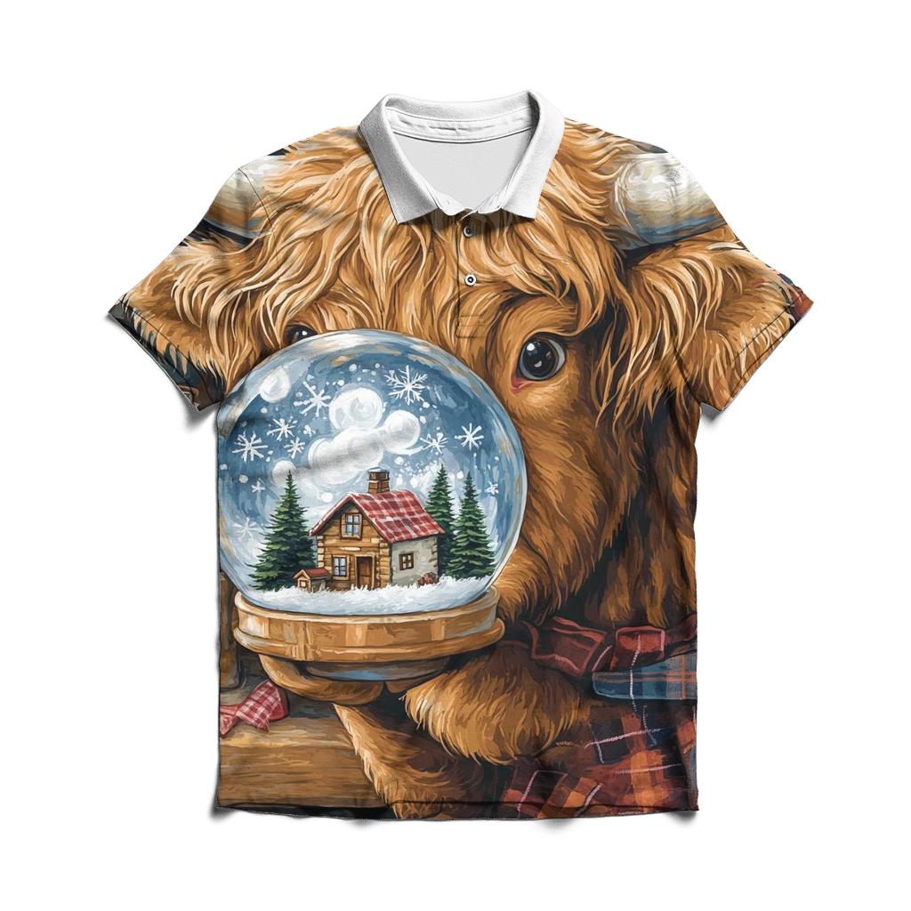 Highland Cow Snowglobe Maker embroidered polo tops