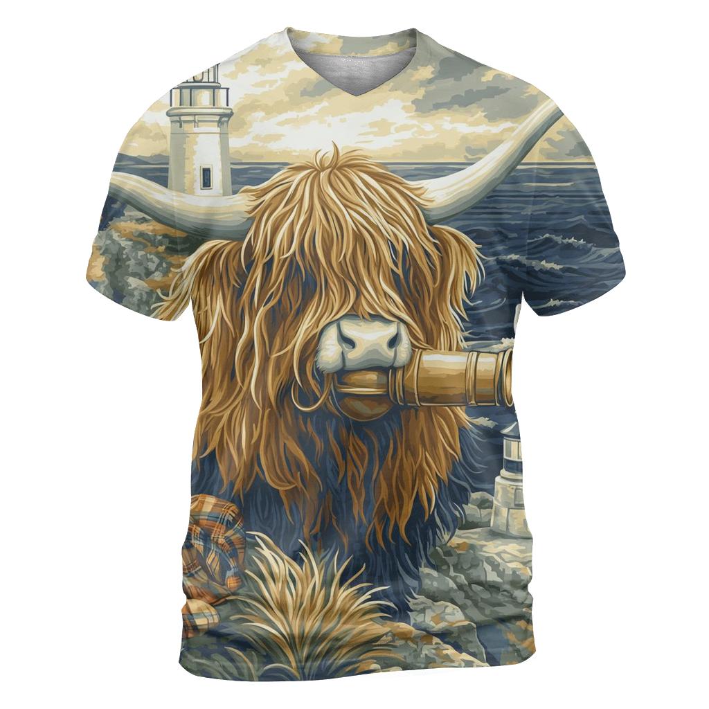 Highland Cow Lighthouse Keeper statement graphic shirts