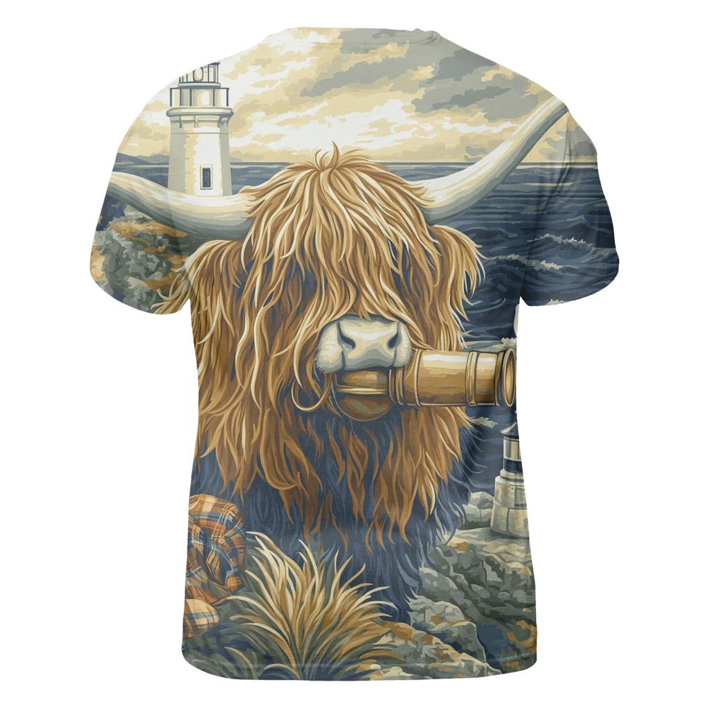 Highland Cow Lighthouse Keeper statement graphic shirts