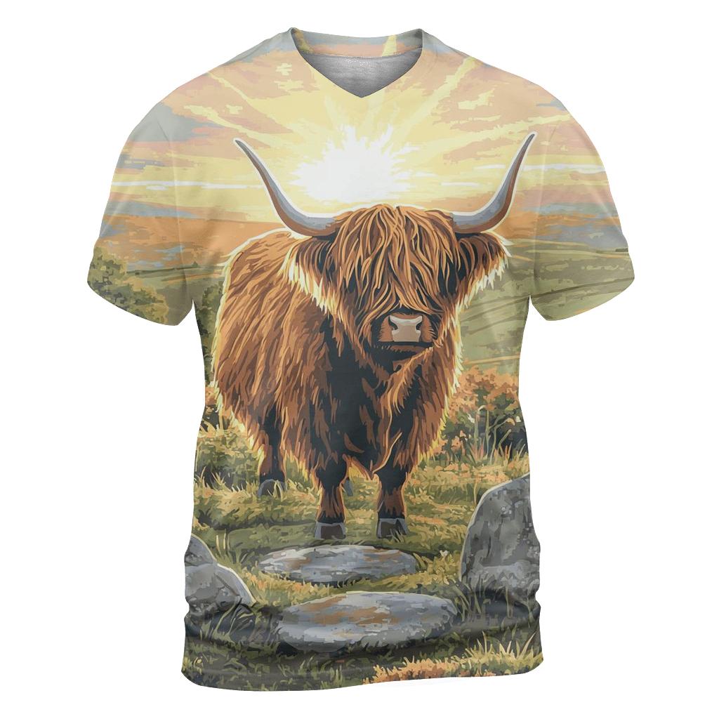 Highland Cow At The Stone Circle Dawn personalized full print shirts