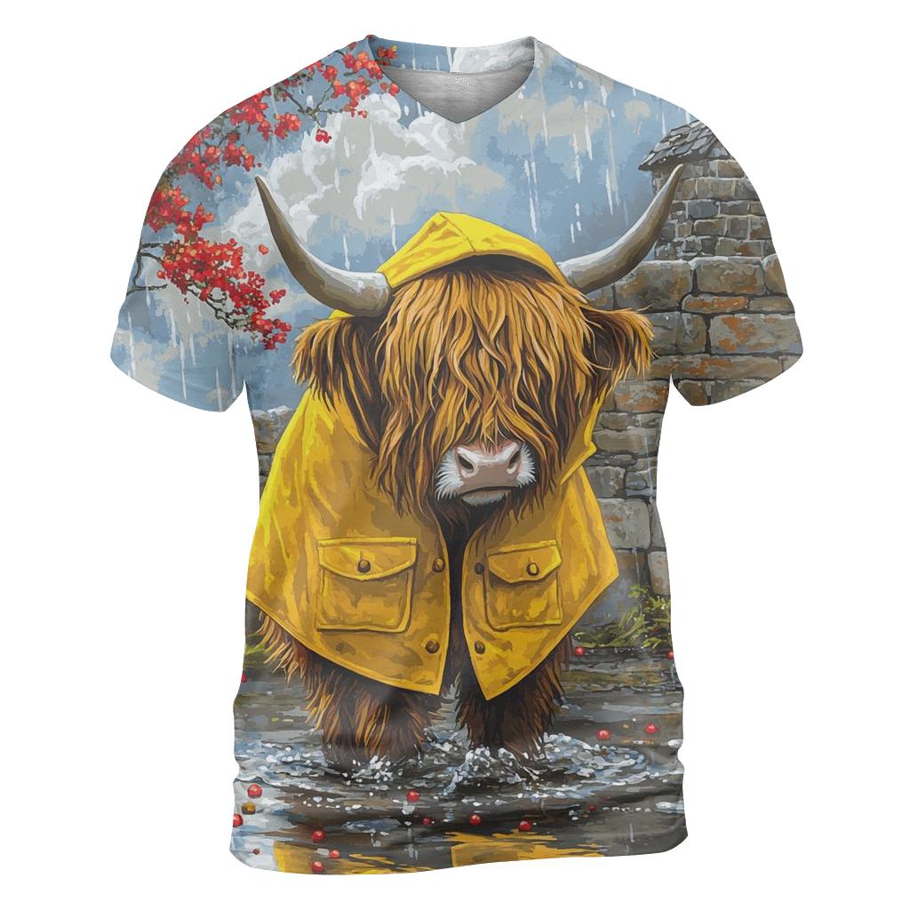 Highland Cow Raincoat Parade custom all-over print shirts