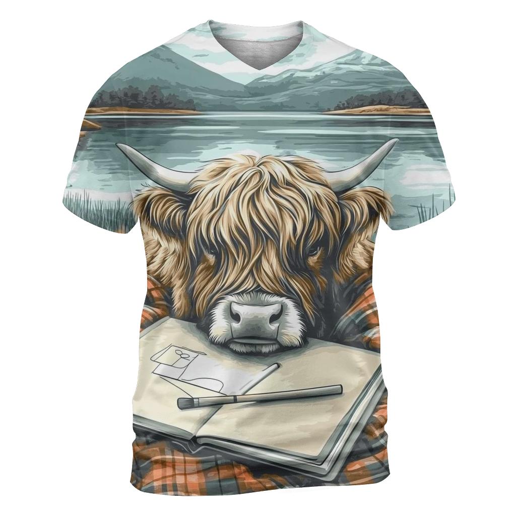 Lochside Sketchbook Highland Cow statement graphic shirts