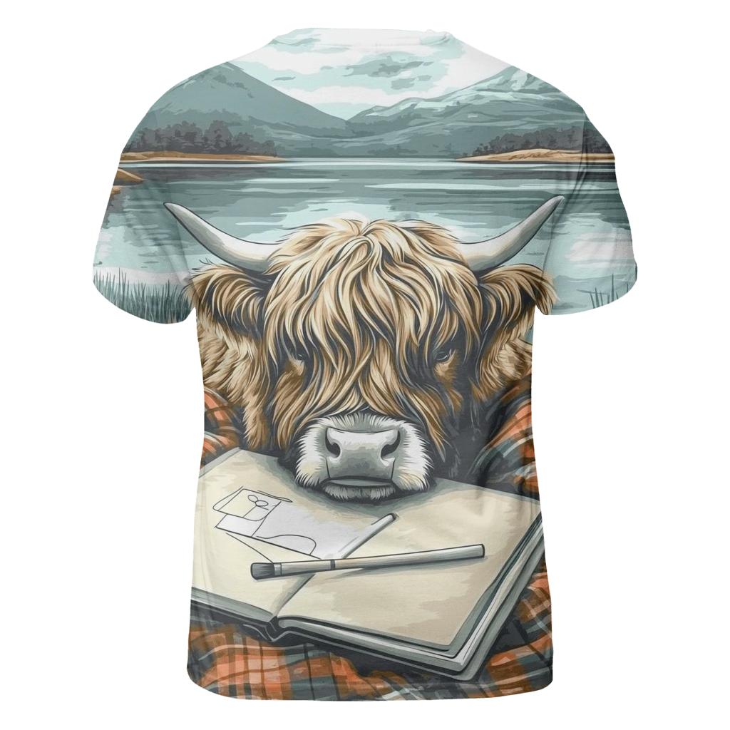 Lochside Sketchbook Highland Cow statement graphic shirts
