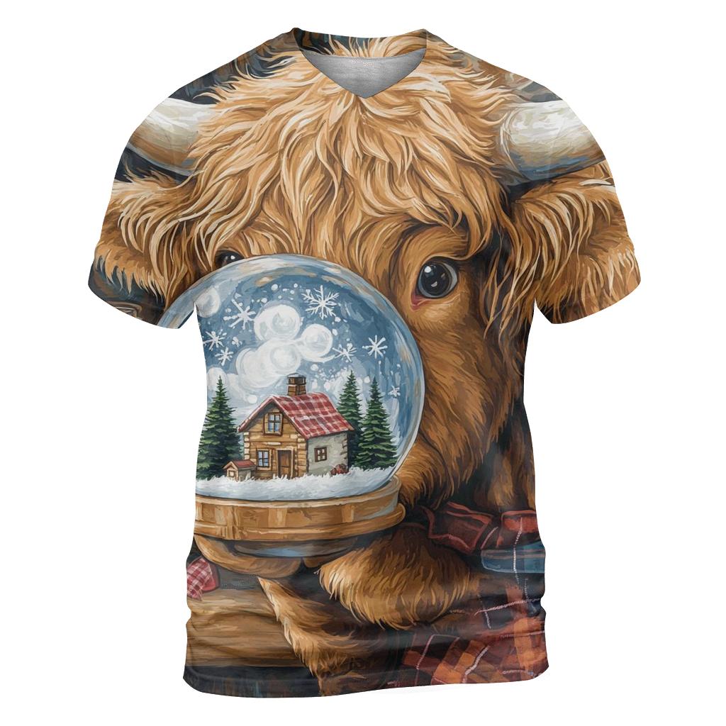 Highland Cow Snowglobe Maker artistic all-over print tops