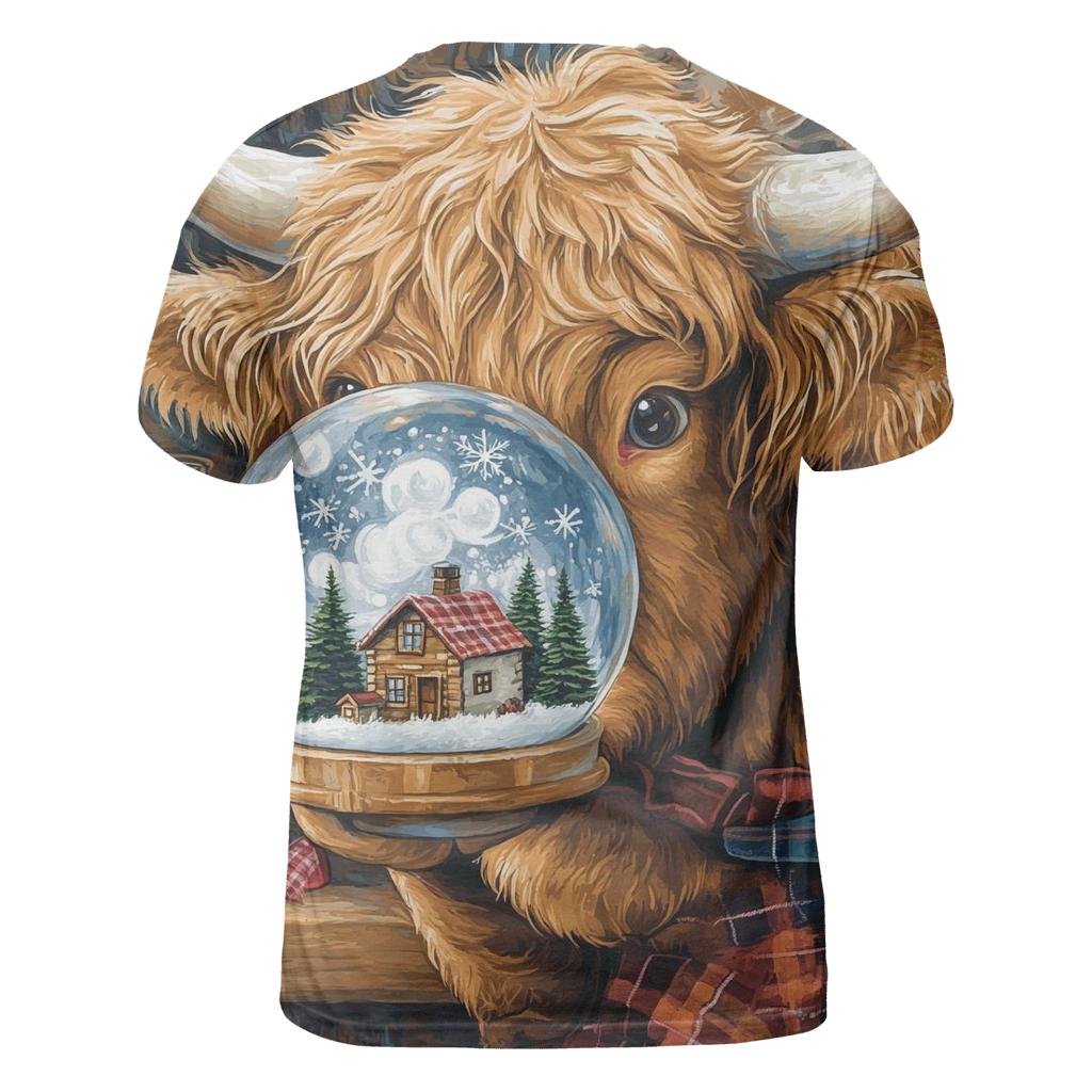 Highland Cow Snowglobe Maker artistic all-over print tops