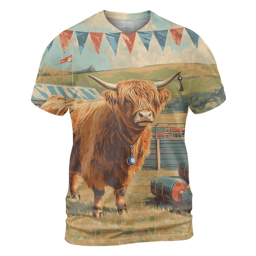 Highland Cow Highland Games Coach vibrant all-over design tees