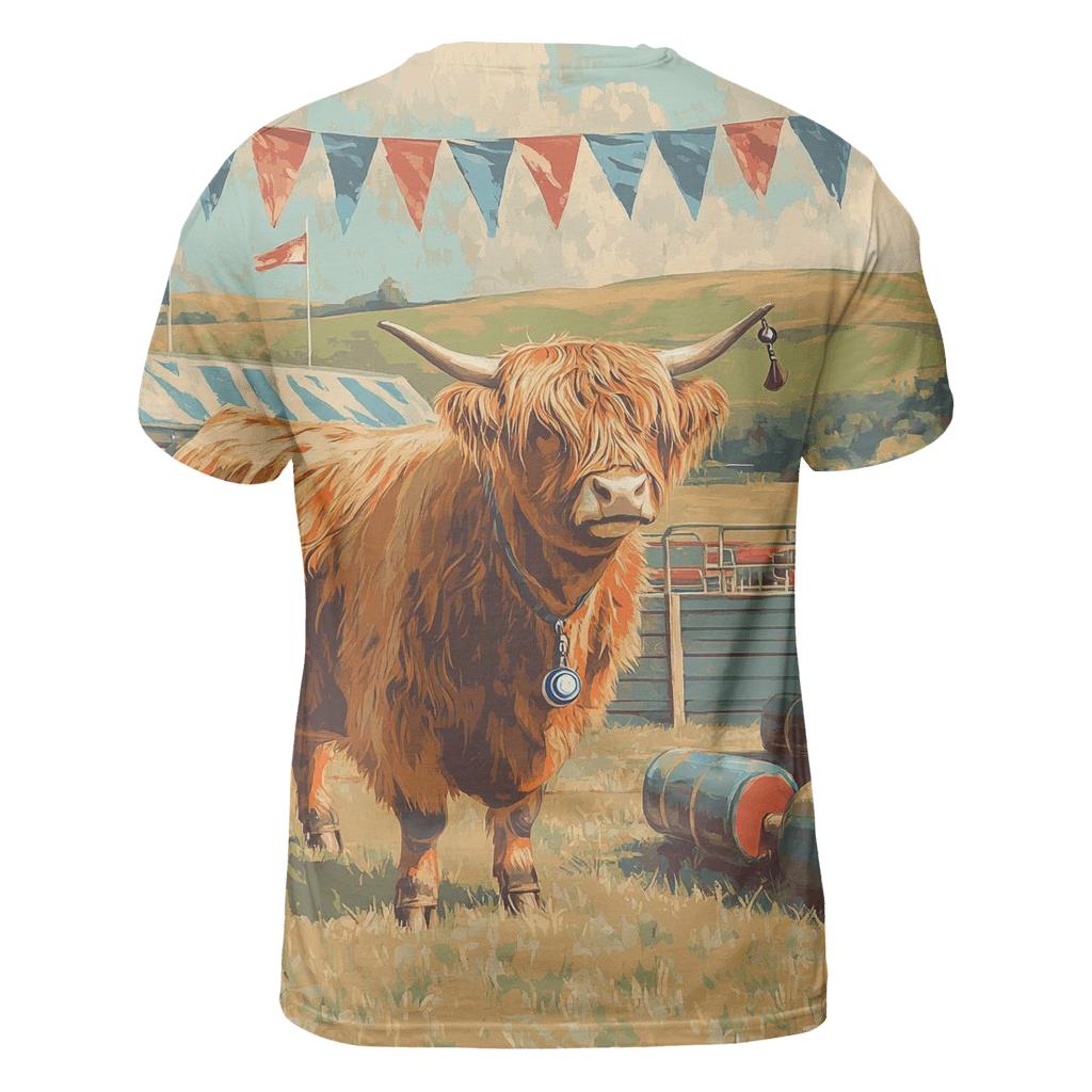 Highland Cow Highland Games Coach vibrant all-over design tees