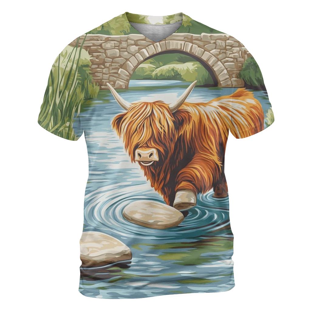 Highland Cow River Stone Skipper personalized full print shirts