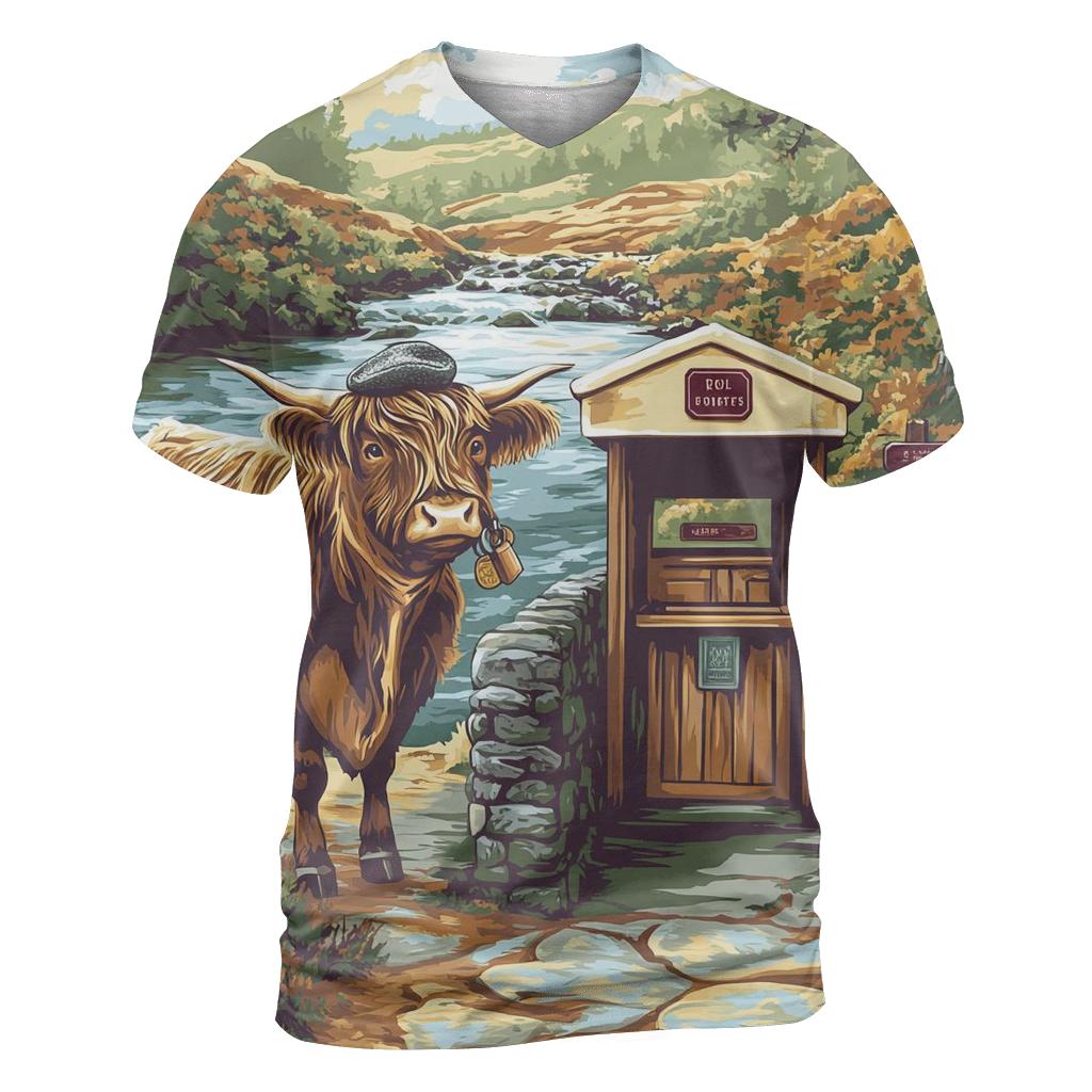 Highland Cow Bridge Tollkeeper designer pattern shirts