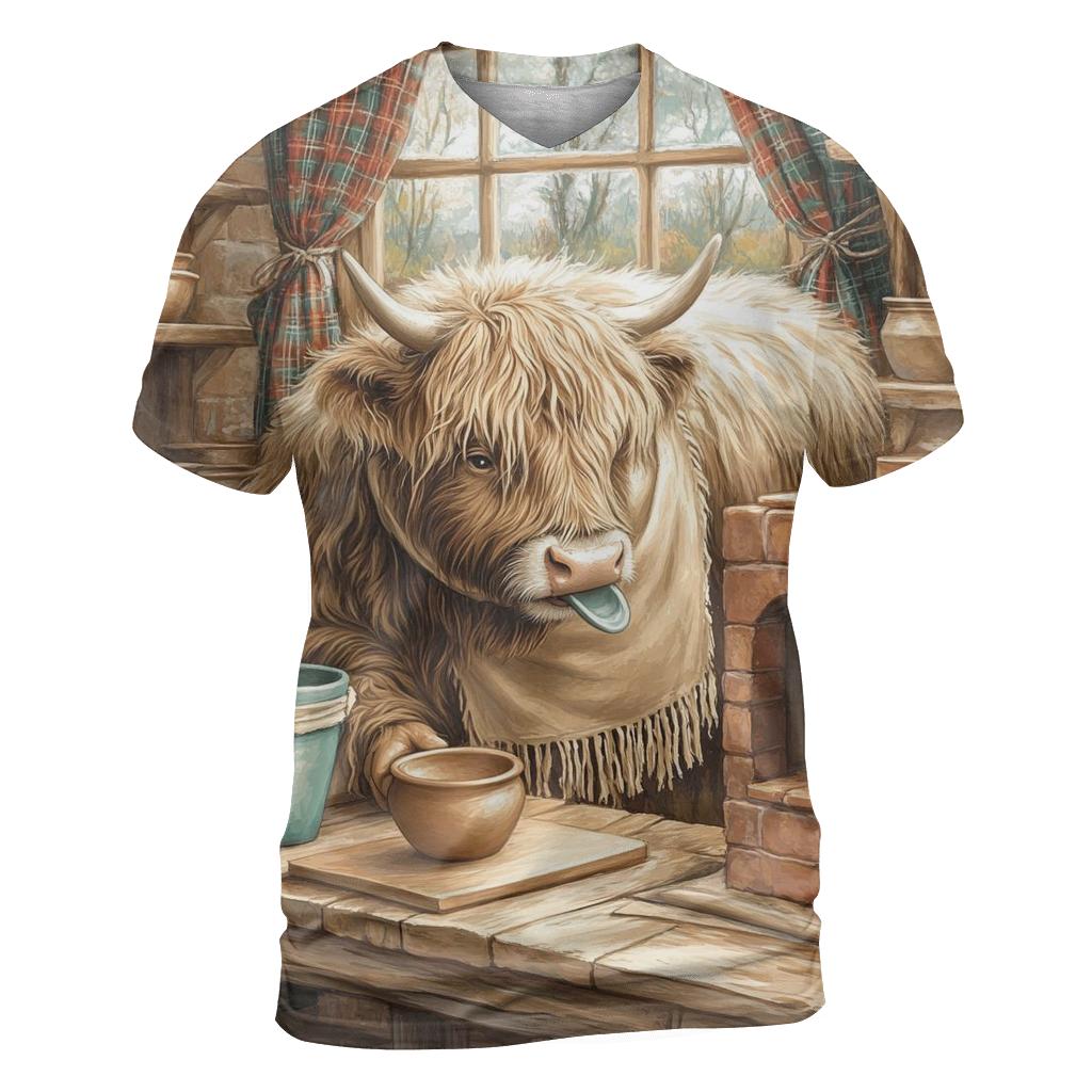 Highland Cow Pottery Kiln Helper creative print fashion shirts