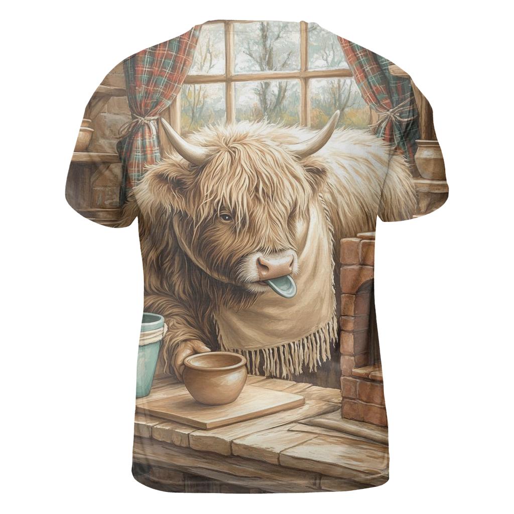 Highland Cow Pottery Kiln Helper creative print fashion shirts