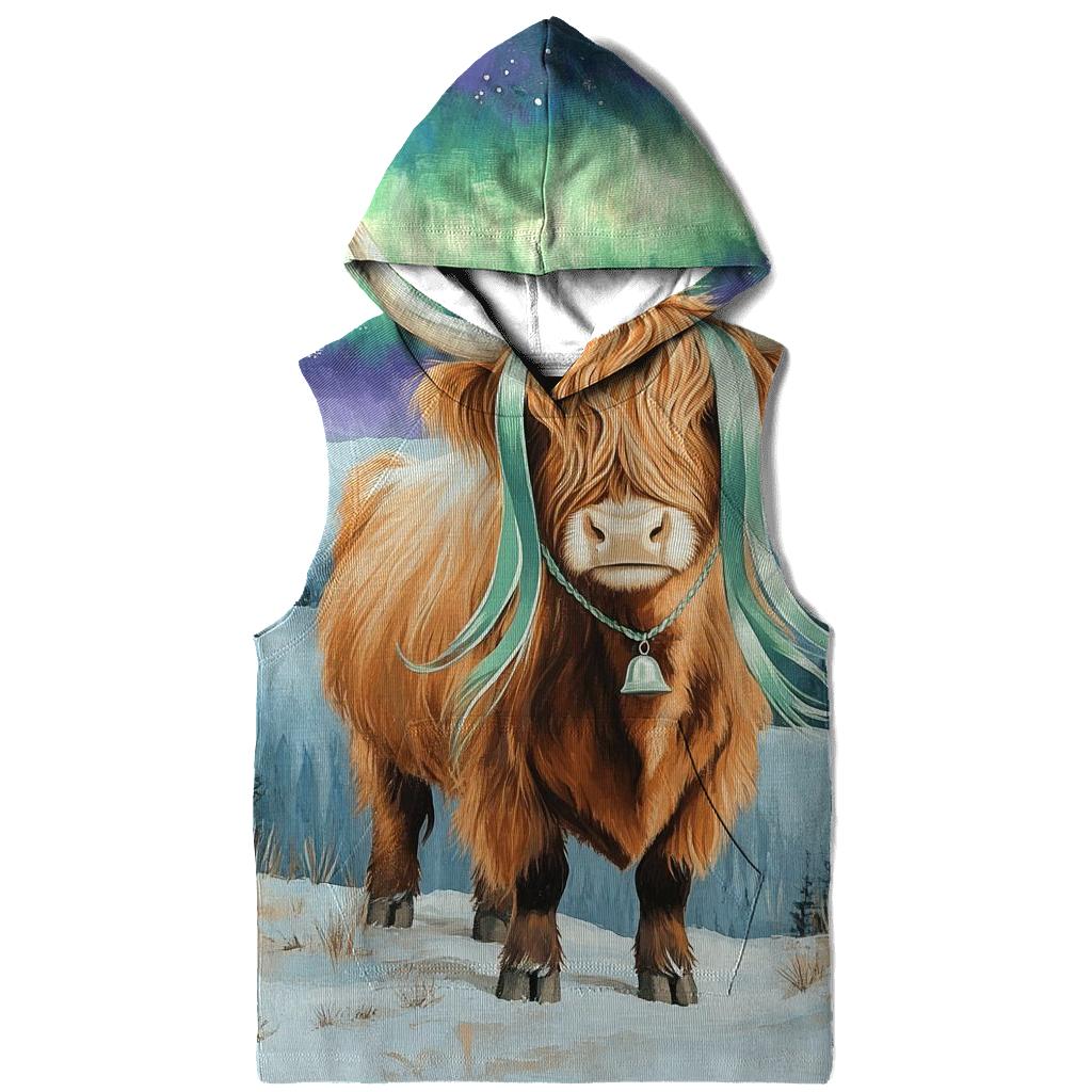 Aurora Braids Highland Cow premium hoodies