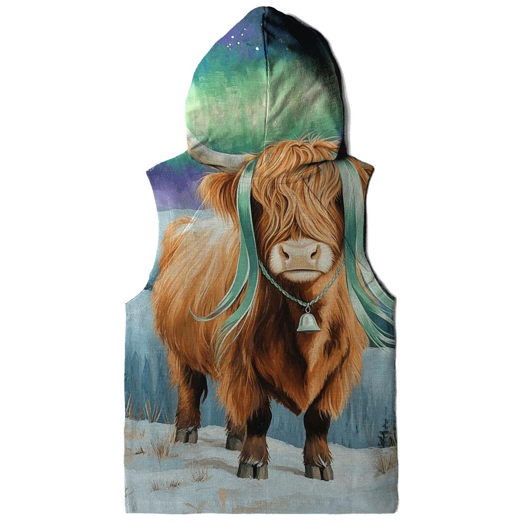 Aurora Braids Highland Cow premium hoodies