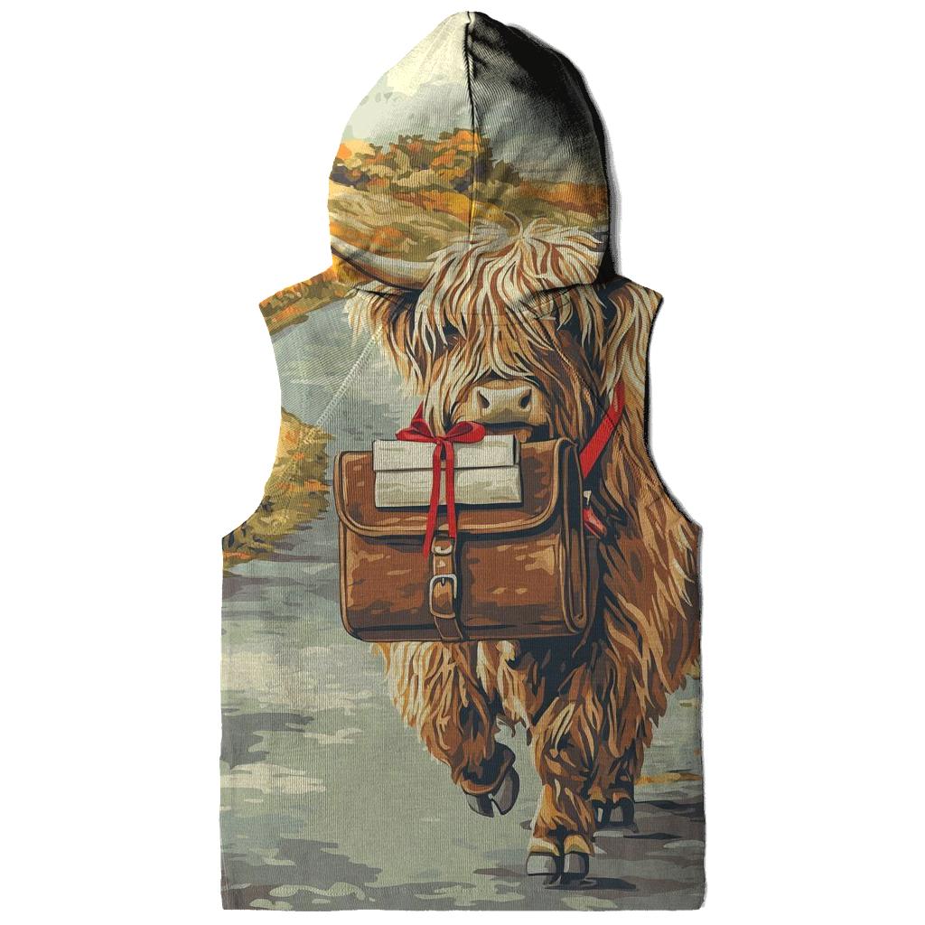 Highland Cow On The Mail Run zip-up hoodies
