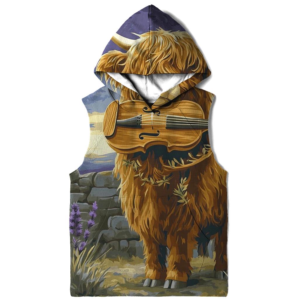 Highland Cow And The Heather Violin hoodie designs