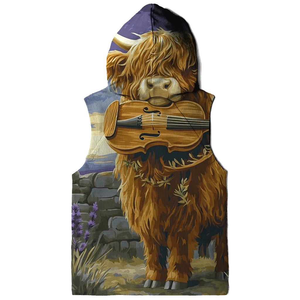 Highland Cow And The Heather Violin hoodie designs