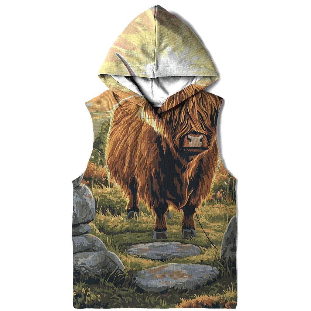 Highland Cow At The Stone Circle Dawn lightweight hoodies