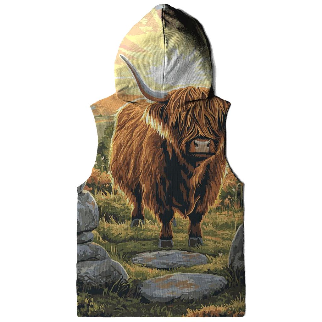 Highland Cow At The Stone Circle Dawn lightweight hoodies