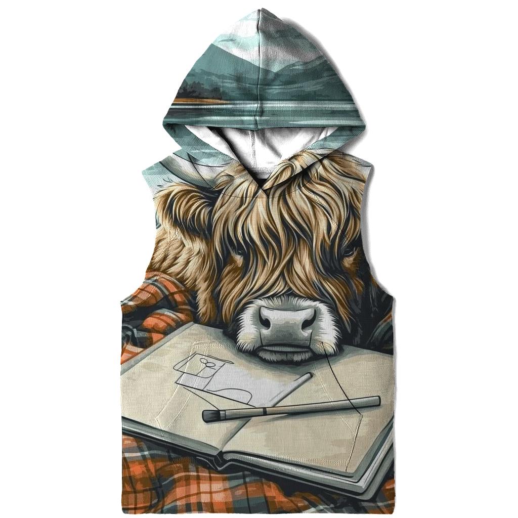 Lochside Sketchbook Highland Cow heavyweight hoodies