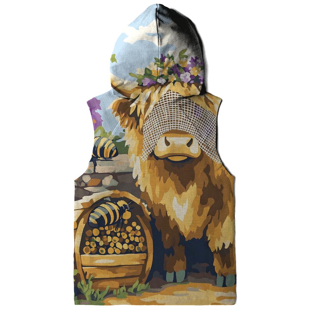 Highland Cow Bee Garden Guardian printed hoodies