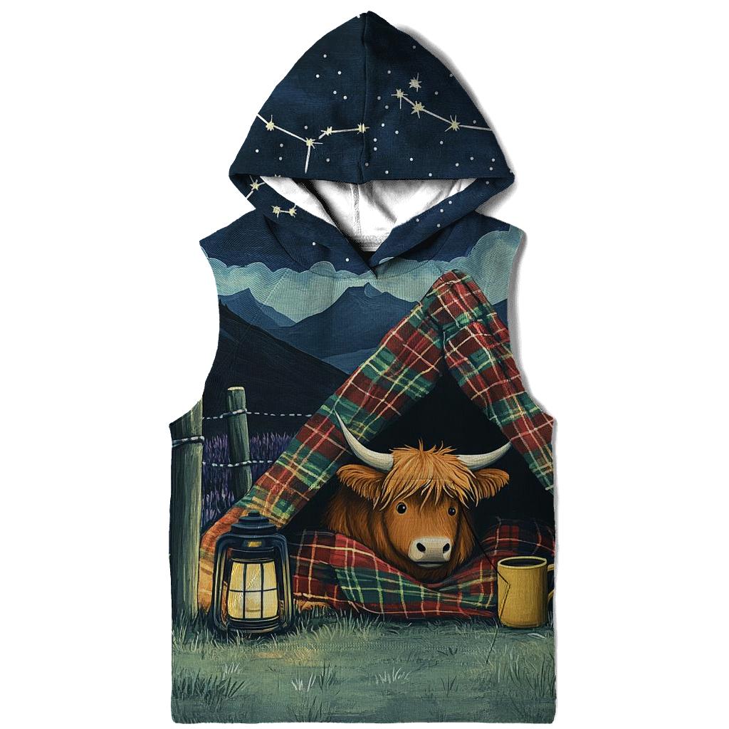 Stargazer Highland Cow Blanket Fort graphic hoodies