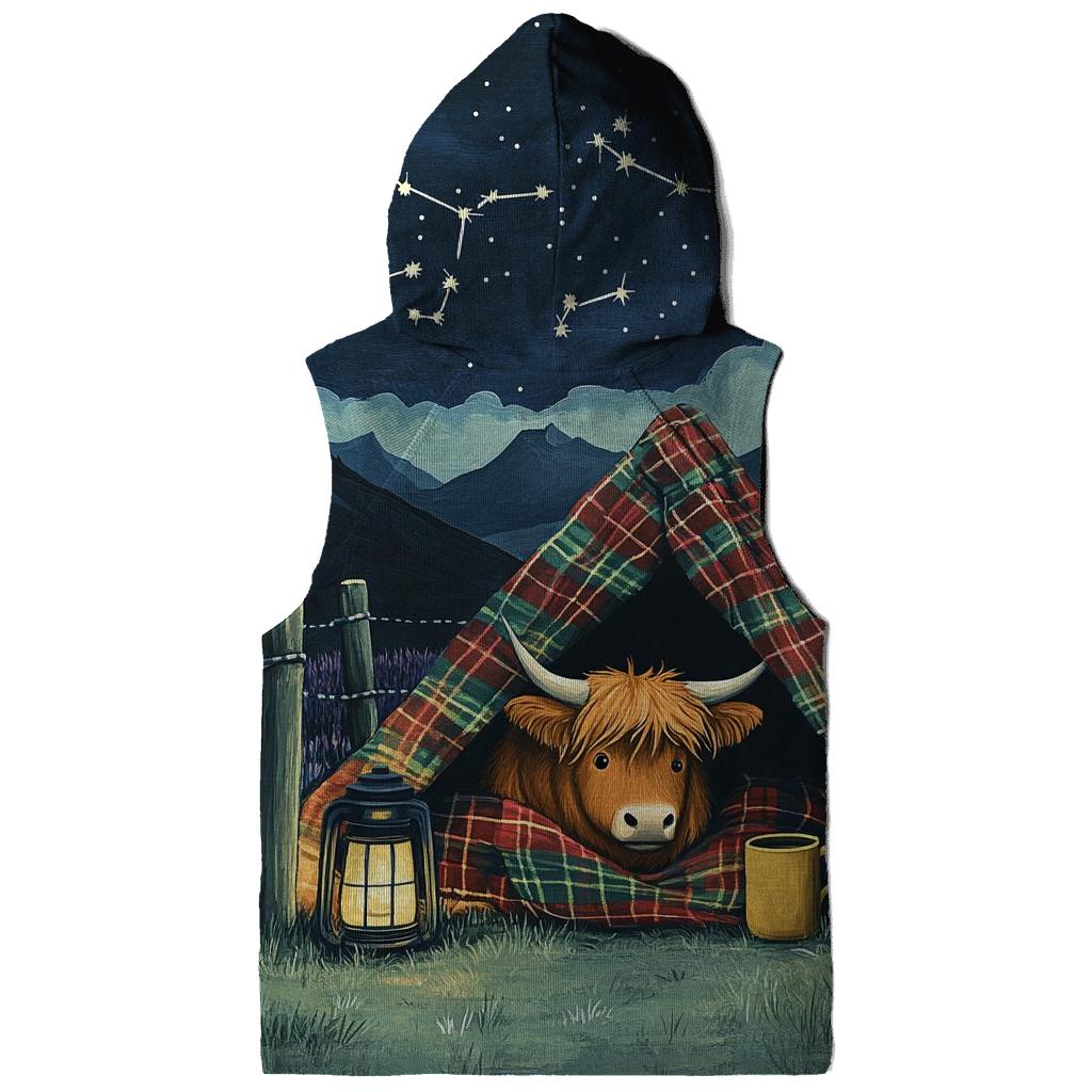 Stargazer Highland Cow Blanket Fort graphic hoodies