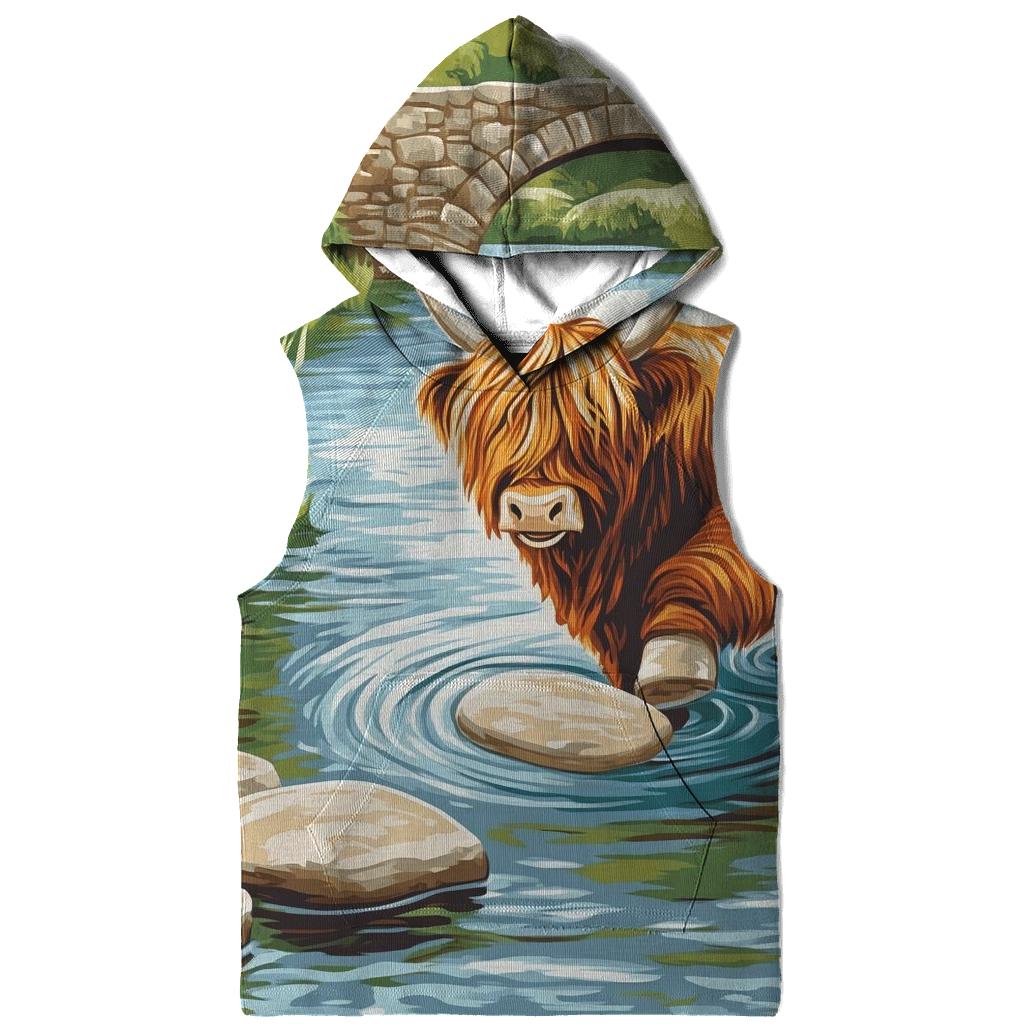 Highland Cow River Stone Skipper hoodies fashion