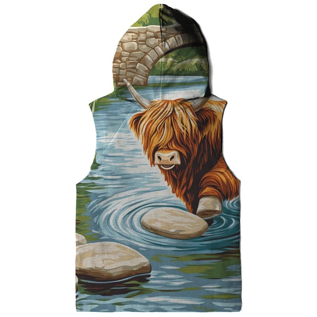 Highland Cow River Stone Skipper hoodies fashion