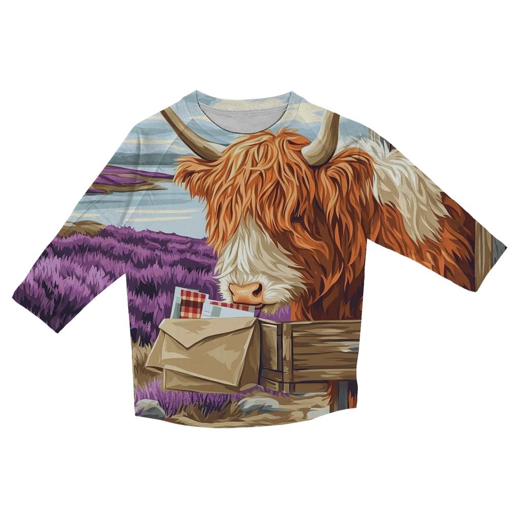 Highland Cow And The Heather Post Office fashion 3/4 sleeve shirts