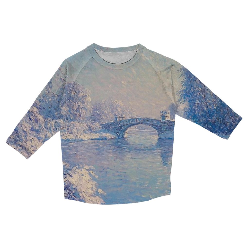 Claude Monet Inspired Aurora Over Winter River personalized 3/4 sleeve tees
