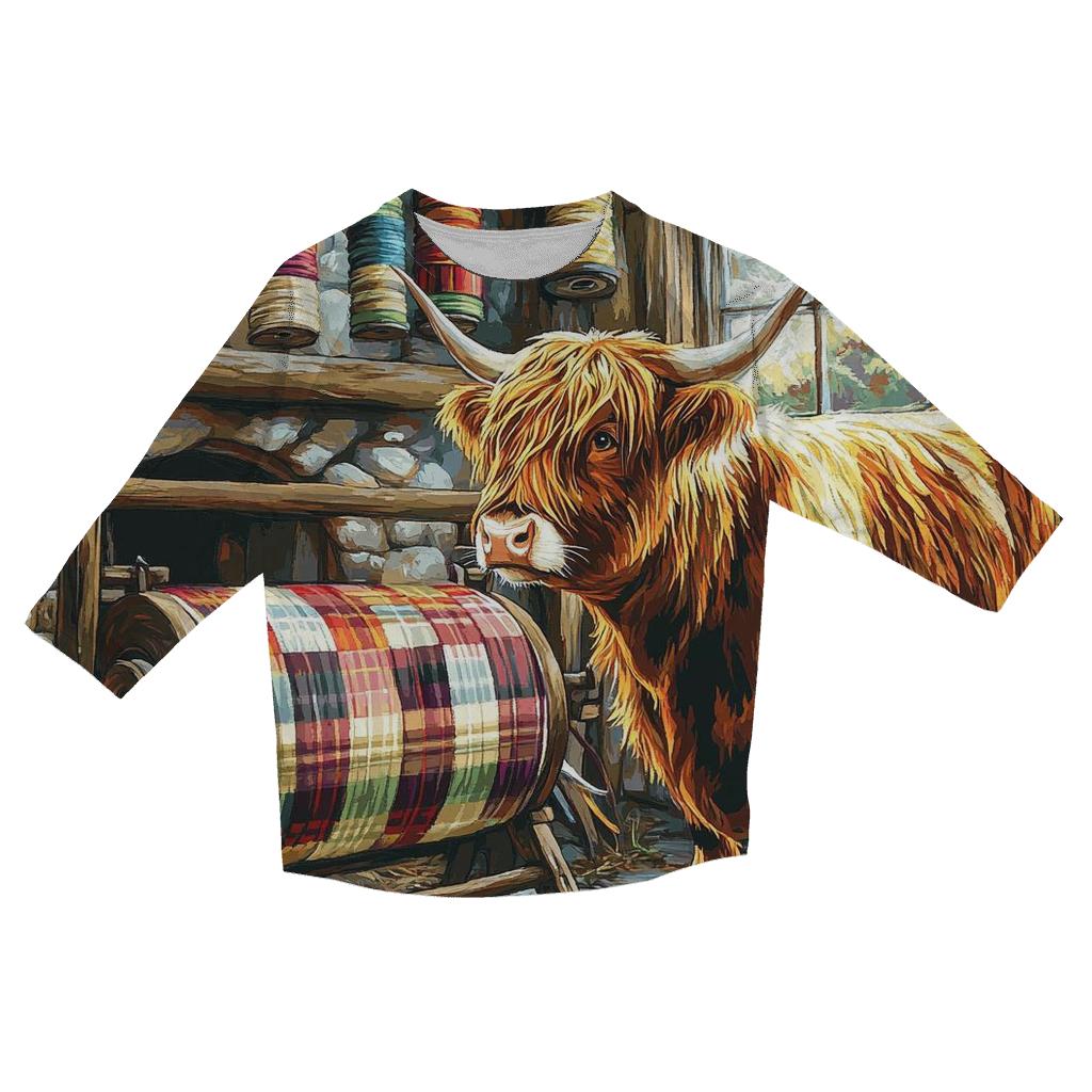 Tartan Loom Workshop, Highland Cow fashion 3/4 sleeve shirts