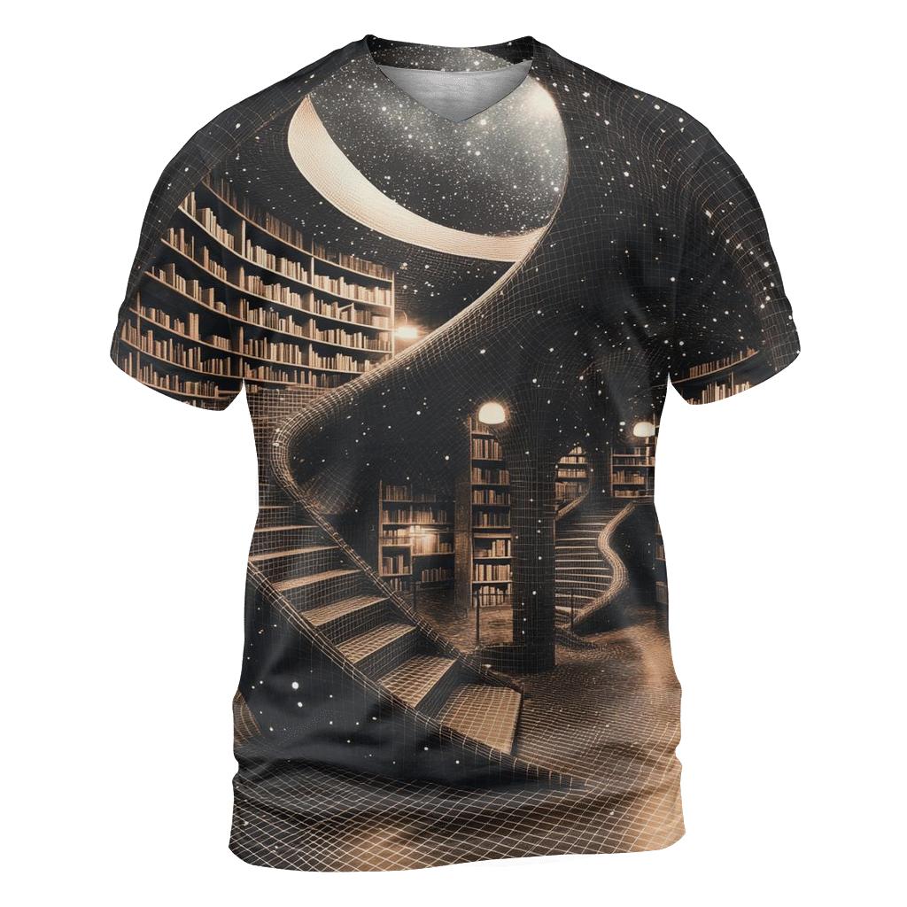 MC Escher Inspired Cosmic Library Staircase personalized full print shirts