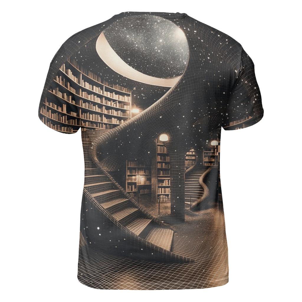 MC Escher Inspired Cosmic Library Staircase personalized full print shirts