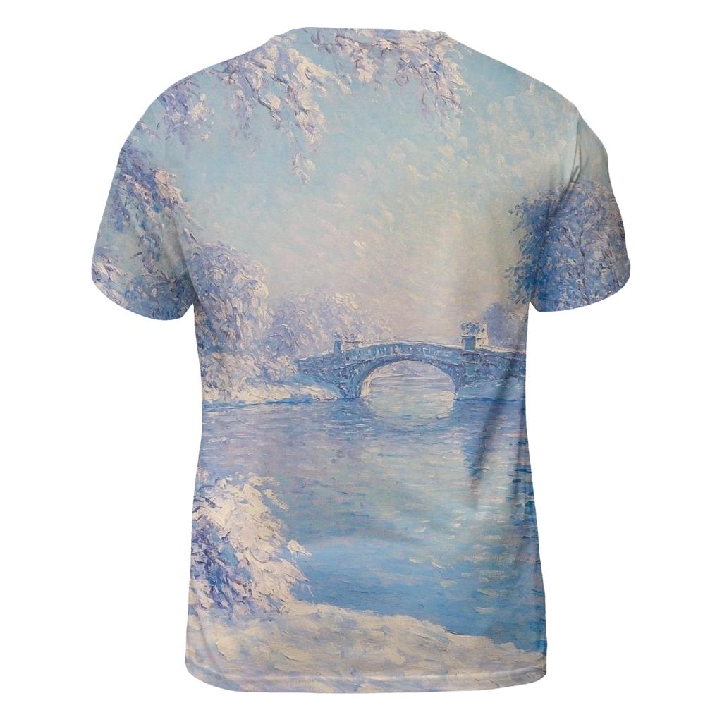 Claude Monet Inspired Aurora Over Winter River unique graphic print tees