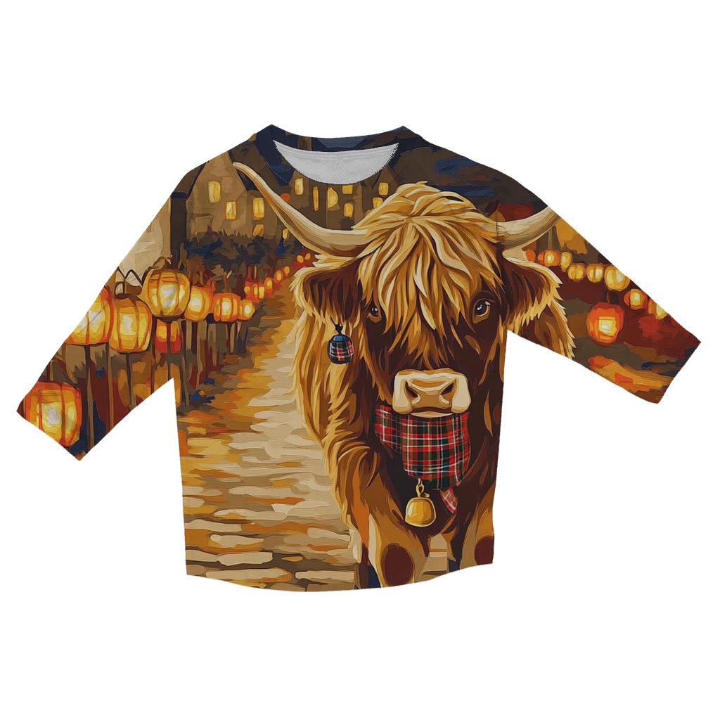 Lantern Parade With A Highland Cow stylish quarter sleeve tops