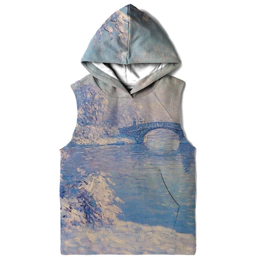 Claude Monet Inspired Aurora Over Winter River custom hoodies