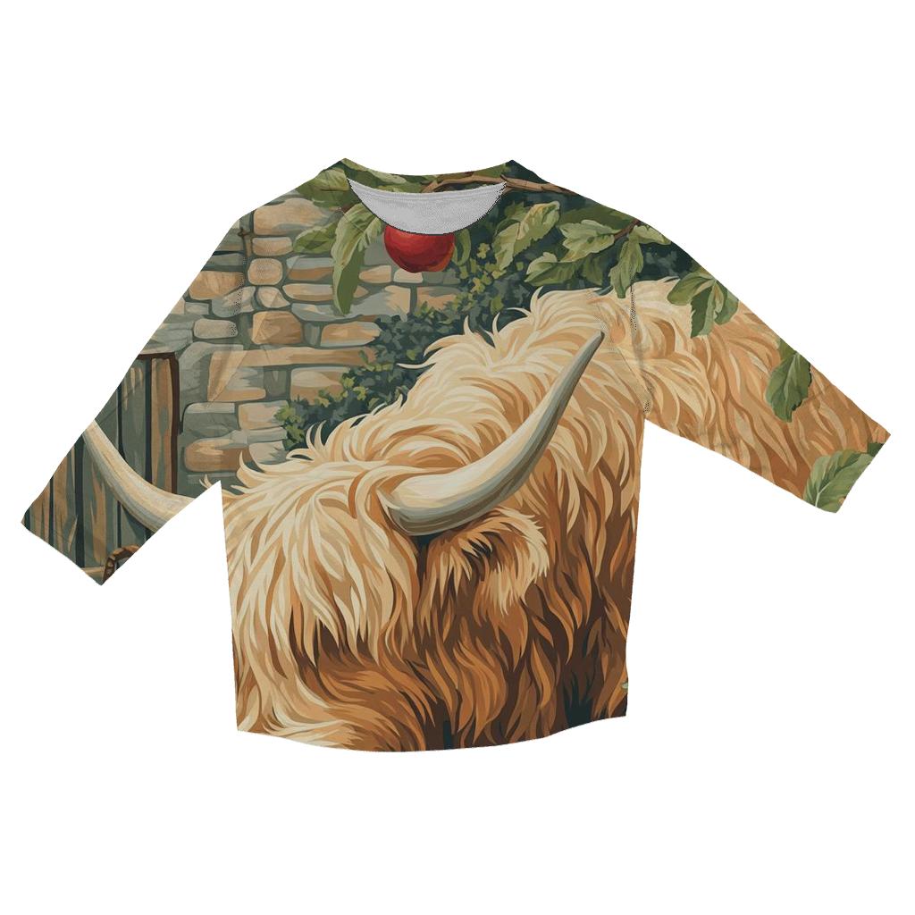 Highland Cow In The Apple Orchard Croft custom 3/4 sleeve shirts