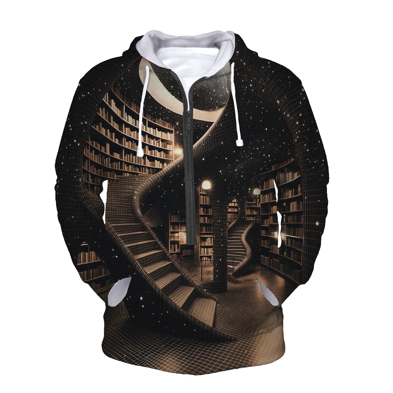MC Escher Inspired Cosmic Library Staircase pullover hoodies